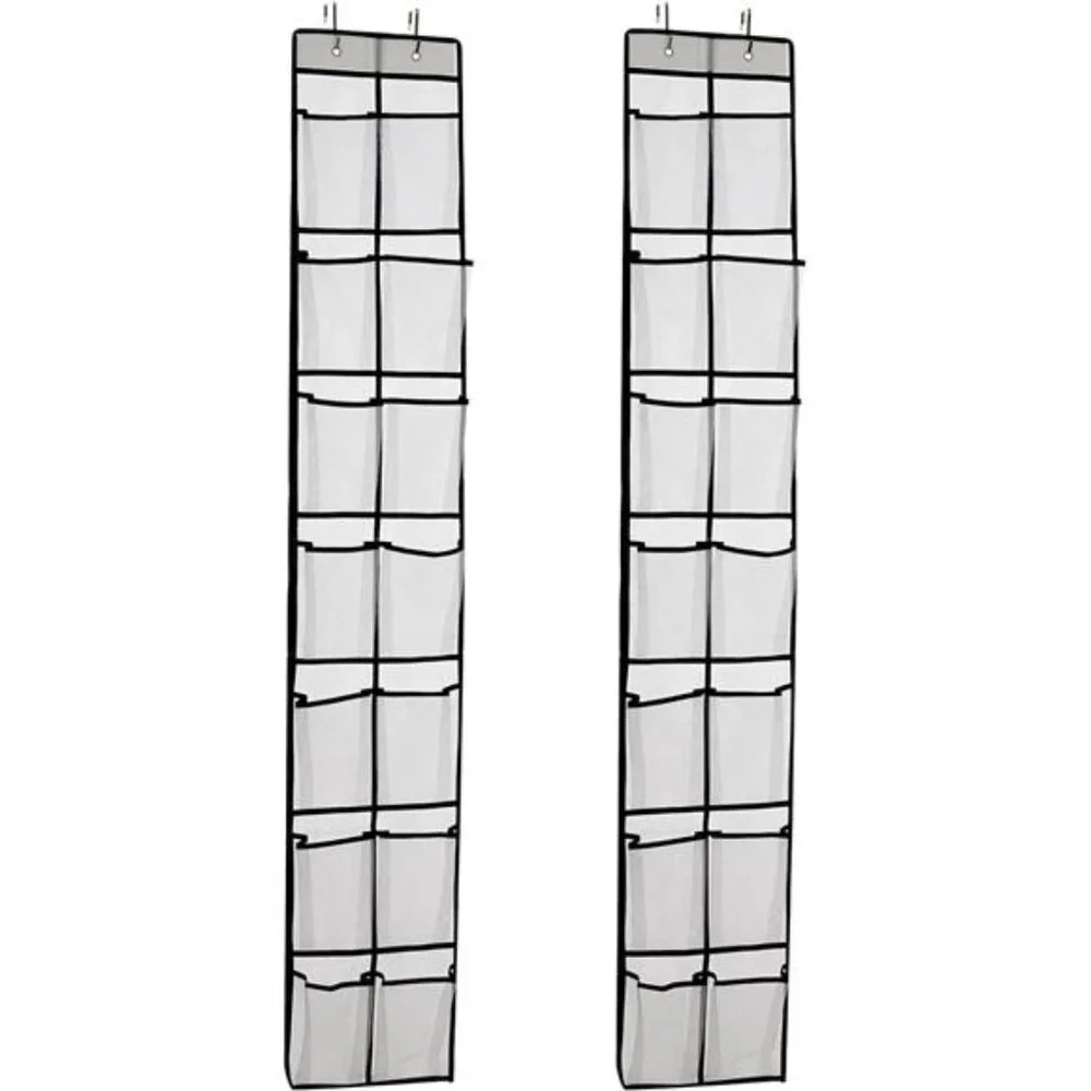 Over Door Shoe Organizer 14 Pocket Hanging Closet Storage Rack 2 Pack White